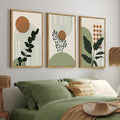 PHOPAGO Boho Plant Wall Art Green Botanical Bohemain Framed Wall Printing by PHOPAGO