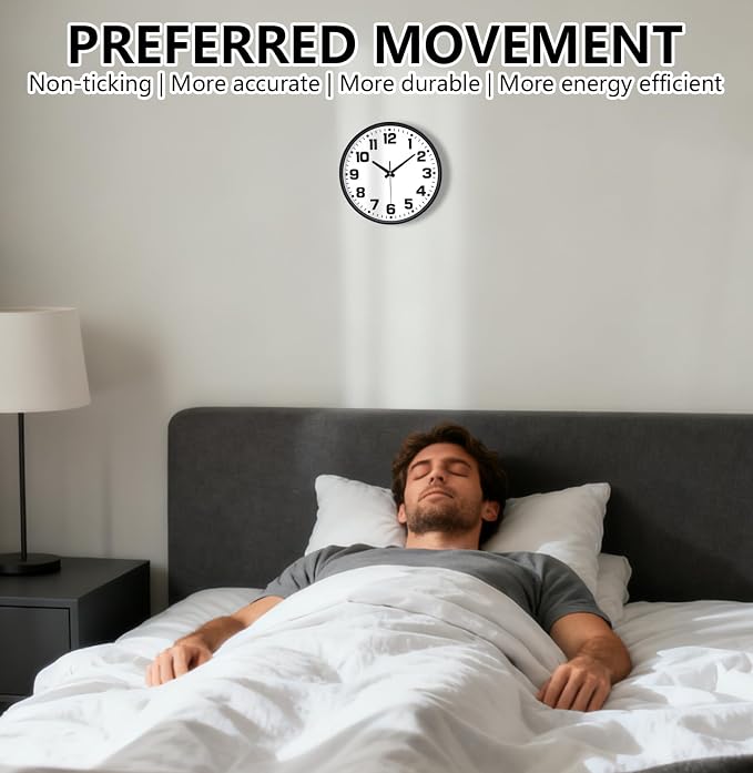 Modern Silent Wall Clock, 10inch Non-Ticking Analog Battery Operated Clock - Image 4