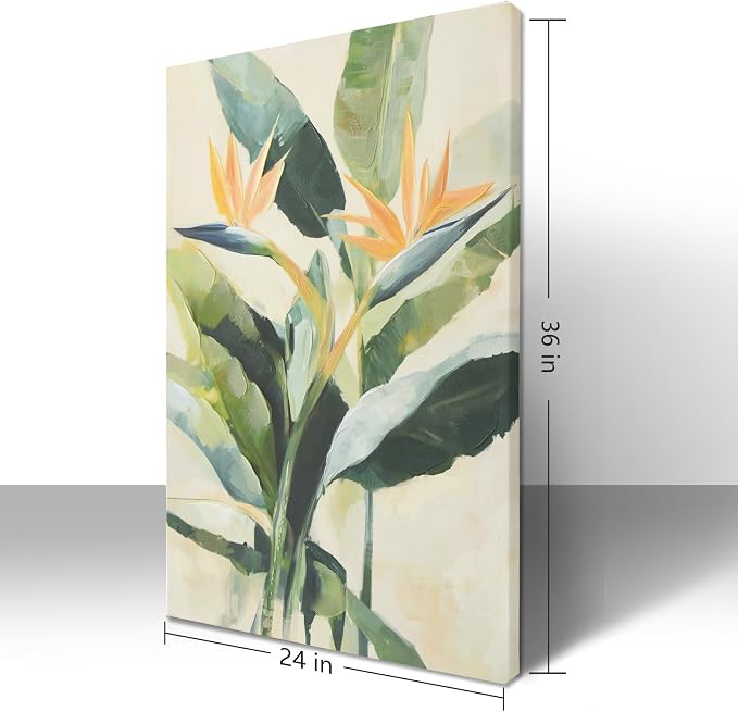 JolyWell Hand-paintd Botanical Canvas Wall Art Sage Green Leaf Tropical Plant - Image 6