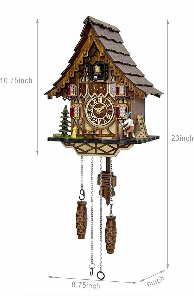 Cuckoo Clock for Wall Art: 12 Melodies, Volume Control, Night Mode, Germany - Image 3