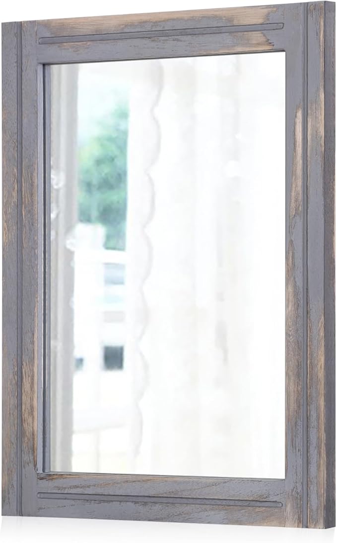 AAZZKANG Wood Framed Mirror Rectangular Rustic Wall Mirrors Decorative Large by AAZZKANG