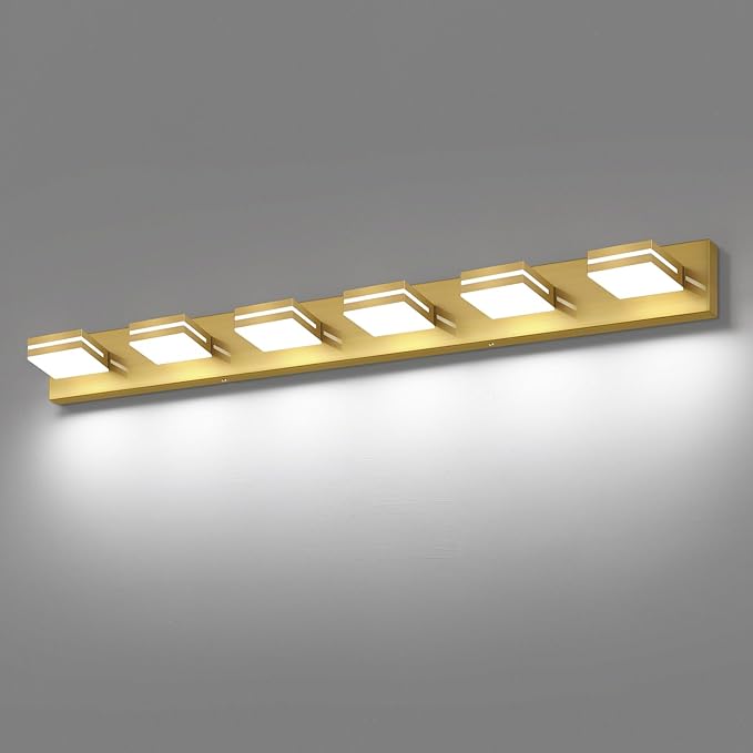 SineRise LED Modern Bathroom Vanity Light Fixtures, Brass Modern Acrylic by SINERISELIGHTING