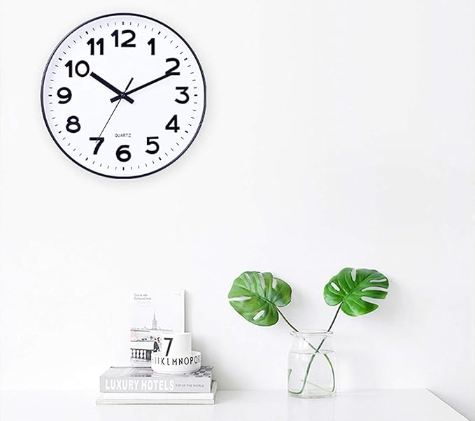 Foraineam 2 Pieces 12-Inch Wall Clock Silent Non Ticking Battery Operated - Image 5