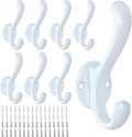 8 Pack Coat Hooks Wall Mount Heavy Duty Utility Retro Double Hooks by PEOIAOY