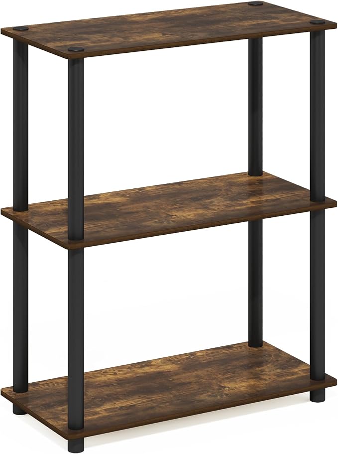 Furinno Turn-N-Tube Storage Shelves, 3-Tier Book Shelf, Corner Shelf, Toolless - Image 5