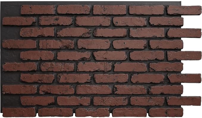EverStone Aged Brick Faux Brick Panel, 46 7/8"W x 27"H x 1 1/4"D, Heath Color by EkenaMillwork