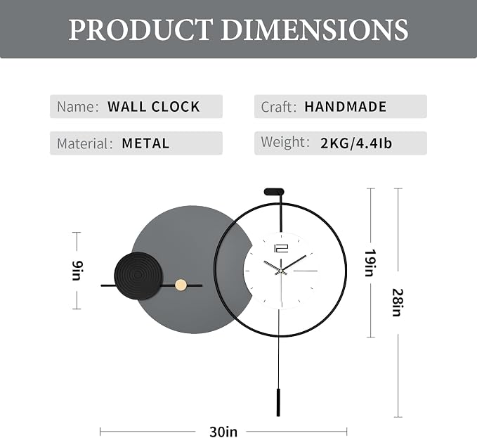 Large Modern Wall Clock for Living Room, Decorative Silent Battery Operated - Image 3
