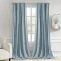 MIULEE Slate Blue Back Tab Blackout Curtains 120 Inch Long 2 Panels Set by MIULEE