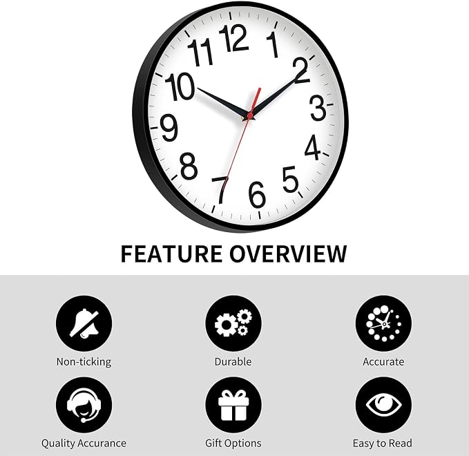Rohioue 18 Inch Wall Clock, Modern Battery Operated Wall Clocks, Silent Non - Image 4