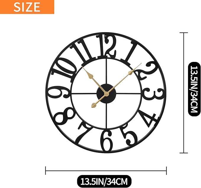 LEIKE Large Wall Clocks, Non Ticking, Battery Operated Small Vintage Round - Image 3