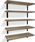 RICHER HOUSE Rustic Wood Shelves Set of 5, Farmhouse Style Floating Shelf by RicherHouse