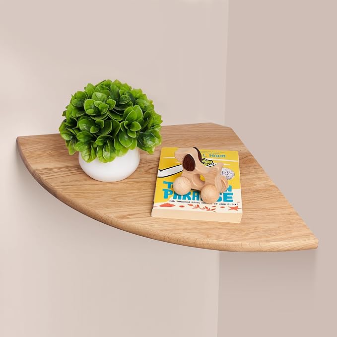 Gieanoo Corner Floating Shelf 10inch Solid Oak Wood Floating Corner Shelf by GIEANOO