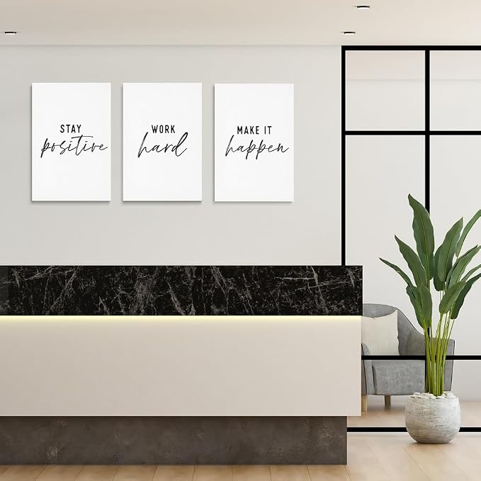 GUBIYU 3 Pcs Office Wall Decor Stay Positive, Hard Work Wall Art, Motivational - Image 4