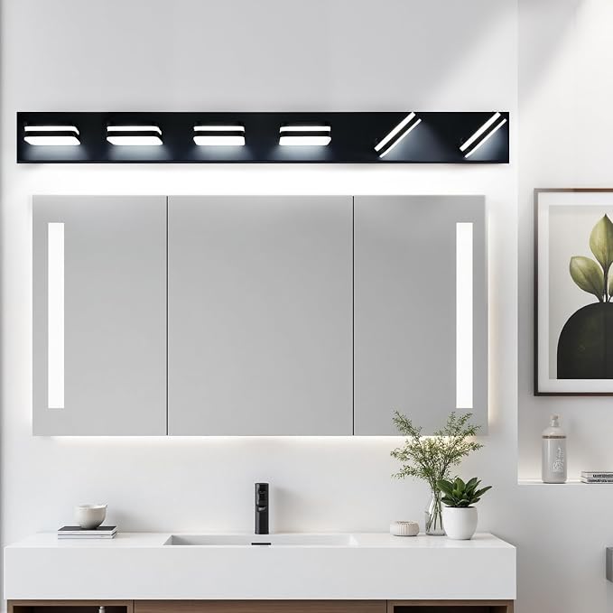 360° Rotate LED Bathroom Vanity Light Fixtures, 2500LM Acrylic Matte Black - Image 8