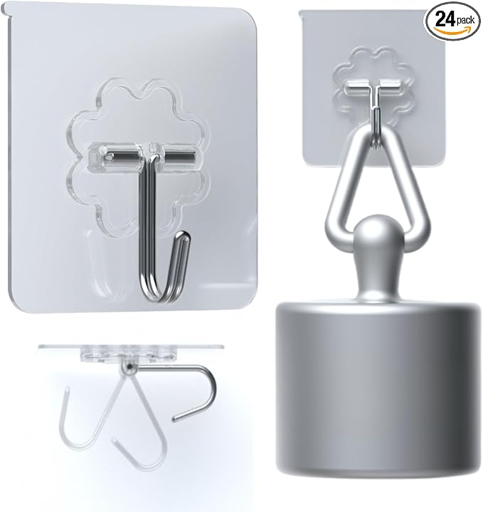 DDMY Heavy Duty Hook 24 Pack Self Adhesive Hooks by DDMY