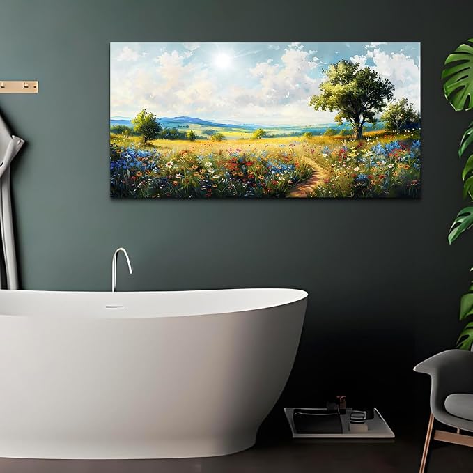 hyidecorart Nature Field Scenery Abstract Painting Framed Wall Art - Image 5