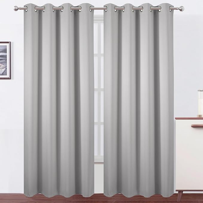 LEMOMO Blackout Curtains 52 x 120 Inch Long Light Grey Curtains Set of 2 Panels by Lemomo