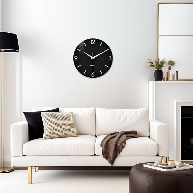 XFM Large Black Wall Clock 24 Inch Simple Wall Clocks Battery Operated Modern - Image 2