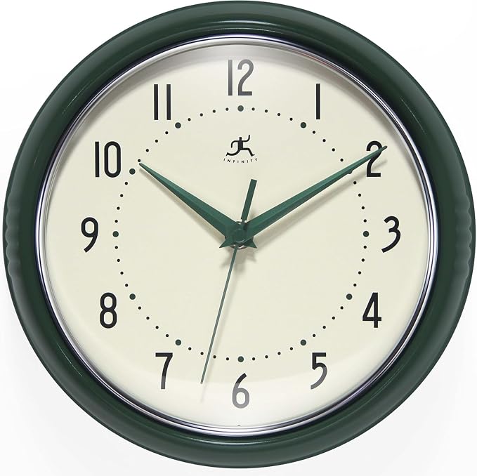 Infinity Instruments LTD. Retro 9 inch Silent Sweep Non-Ticking Mid Century by InfinityInstruments