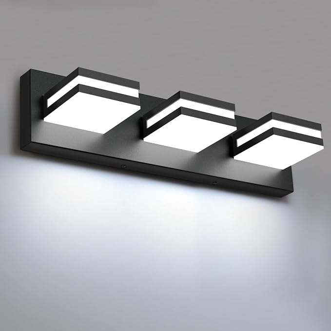 IZORRO LED Modern Bathroom Lights Fixtures, Matte Black Acrylic Wall Lighting by IZORRO