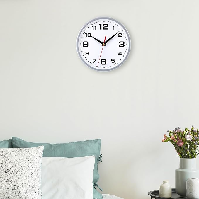 Wall Clock Silent Non-Ticking 8 Inch Modern Clocks Battery Operated Small - Image 8
