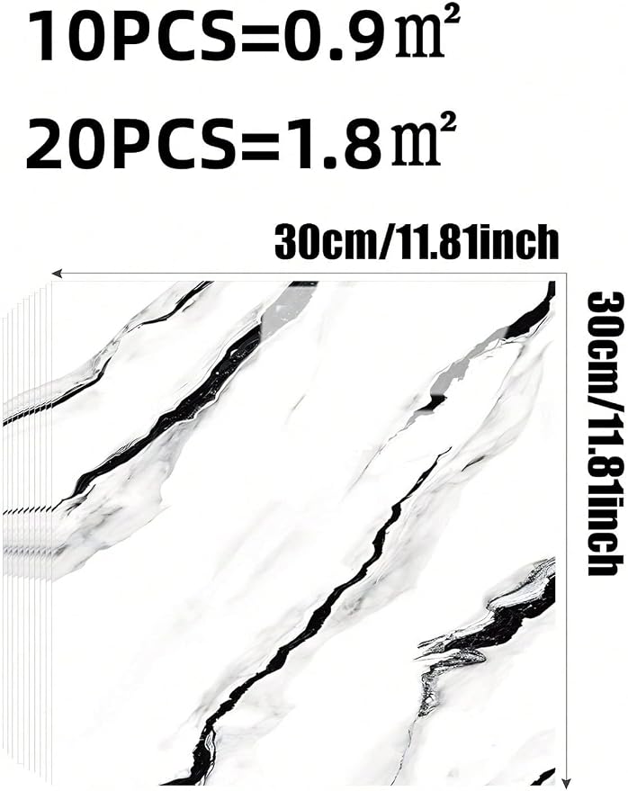 Chejiaye 10pcs Marble Peel and Stick Backsplash Waterproof Washroom Wall Panels - Image 4