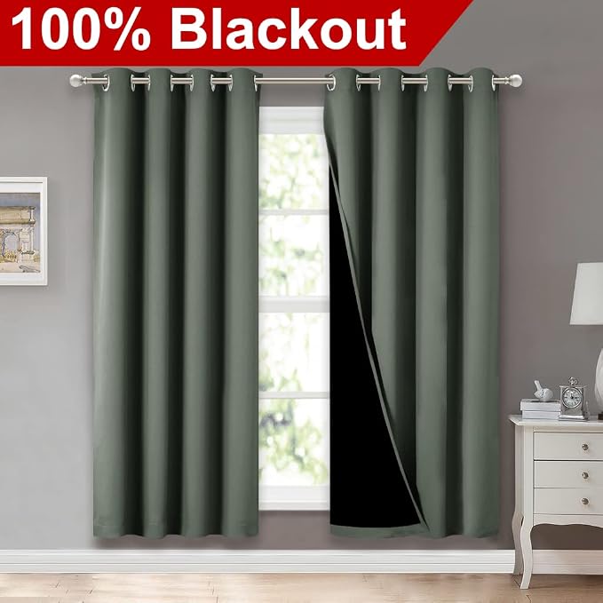 NICETOWN 100% Blackout Window Curtain Panels, Full Light Blocking Drapes - Image 2