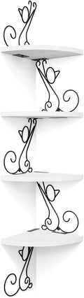 Alsonerbay Floating Corner Wood Shelves, 4 Tier Wall Mounted Rustic Storage by Alsonerbay