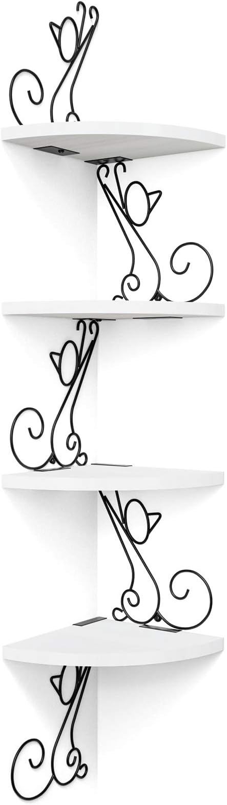 Alsonerbay Floating Corner Wood Shelves, 4 Tier Wall Mounted Rustic Storage by Alsonerbay