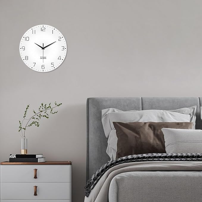 XNM Big Minimalist Glass Wall Clocks Battery Operated 16 Inch White Modren Wall - Image 4