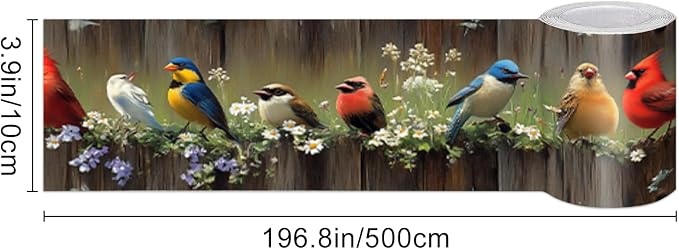 IVN Wallpaper Border Peel and Stick Wall Bird Decorative Wall Trim Self - Image 3