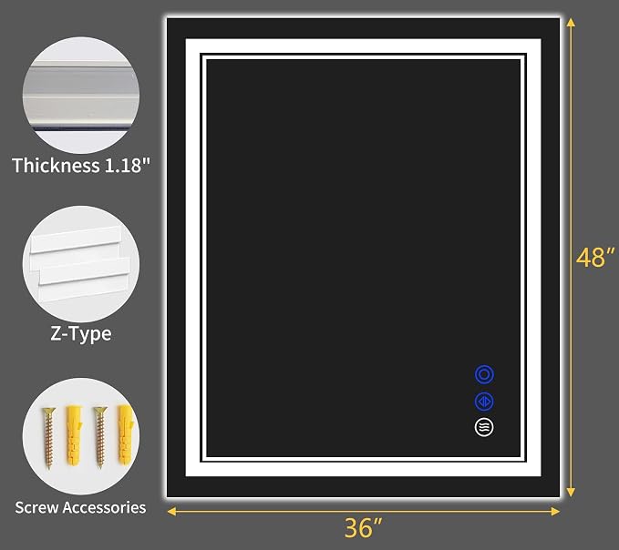 48"x36" LED Bathroom Mirror - Image 9