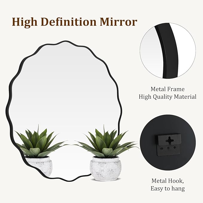 WallBeyond Round Wavy Mirror for Wall Decorative 36 inch, Modern Round Mirror - Image 5