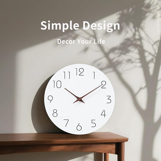 Mosewa Wall Clock Battery Operated 8 Inch White Silent Non Ticking Simple - Image 5