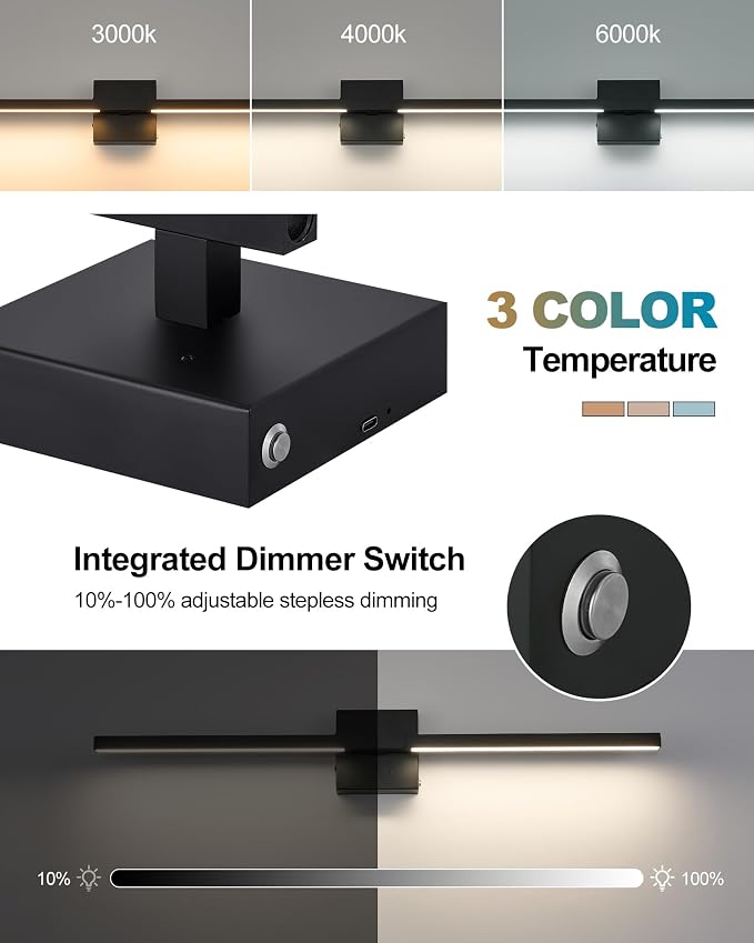 Rayogale 36 Inch 8000mAh Rechargeable Battery Operated Wall Sconce Set of Two - Image 2