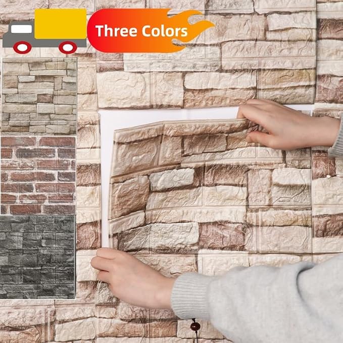 40 PCS 3D Wall Panels Peel and Stick Faux Foam 15"*13.7" White Brick Wallpaper - Image 4