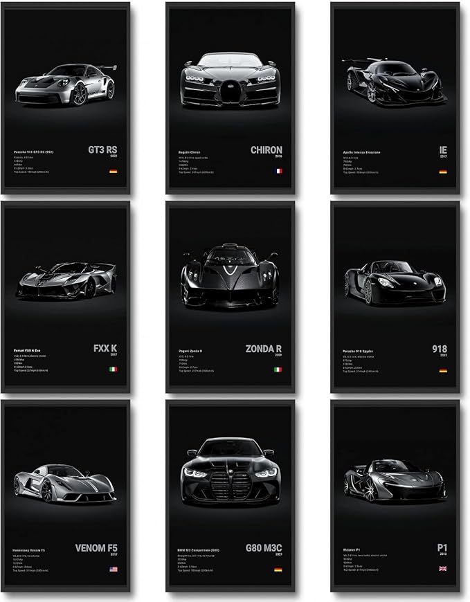 CSLGQGV Car Poster Vintage Racing Car Wall Art Supercar Canvas Prints Painting by Unknown