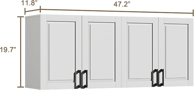 ChooChoo Laundry Room Cabinets, 4 Doors Wall Mounted Storage Cabinet, Kitchen - Image 3
