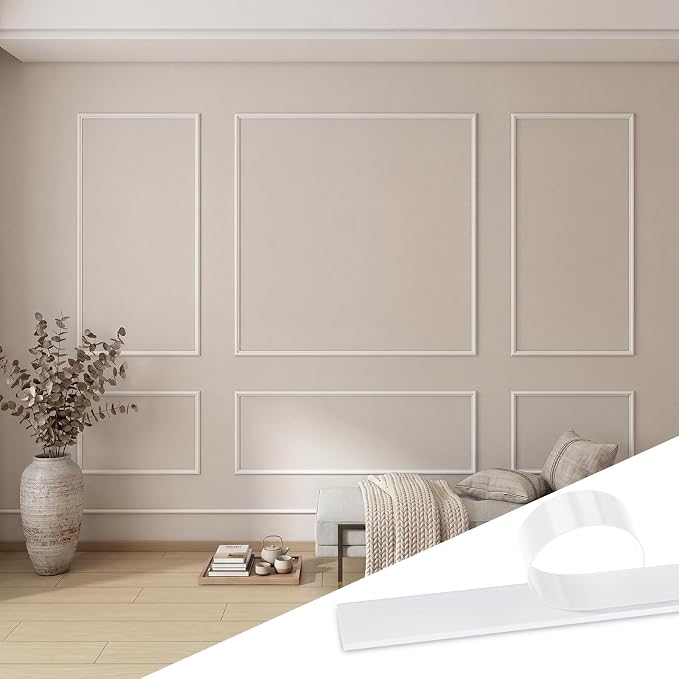 Pangda Peel and Stick Wall Molding Kit, 3D Premade Accent Molding Wainscoting by Pangda