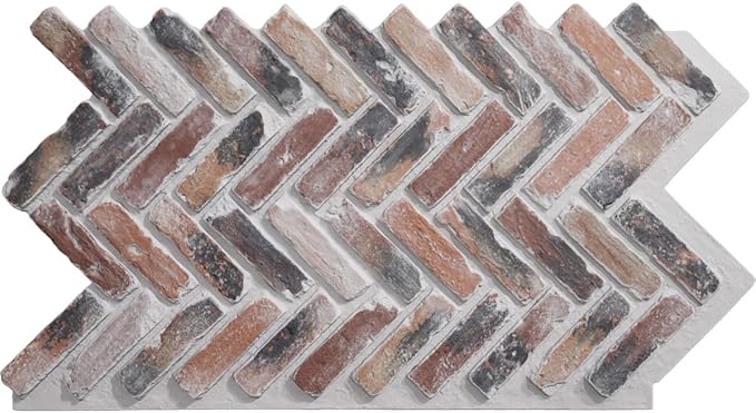 EverStone Herringbone Faux Brick Panel, 46 1/2"W x 25 1/4"H x 1"D, Farmhouse by EkenaMillwork