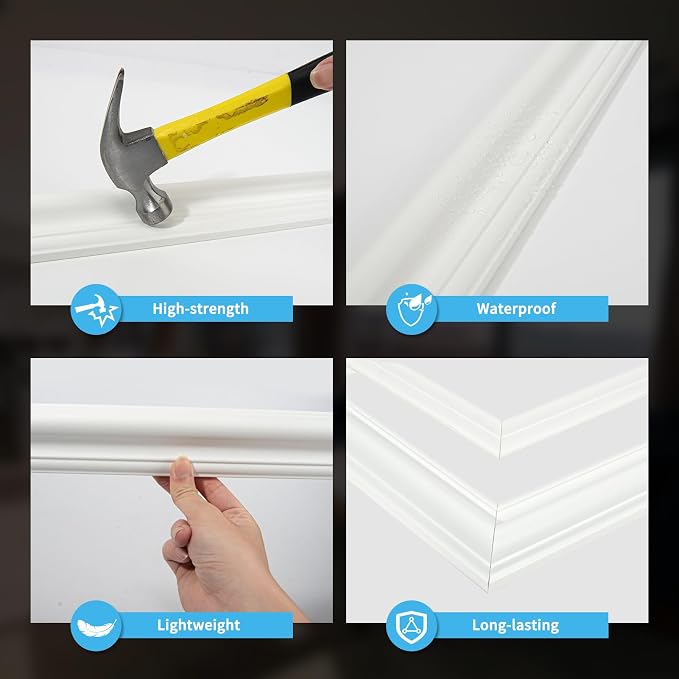 Art3d Premade Bilinear Frame Accent Molding Set, Pre-Cut Decorative Wainscoting - Image 4