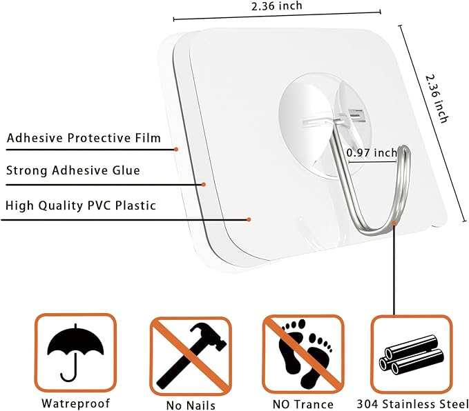 Latoxcaa Heavy Duty Adhesive Wall Hooks - Image 3
