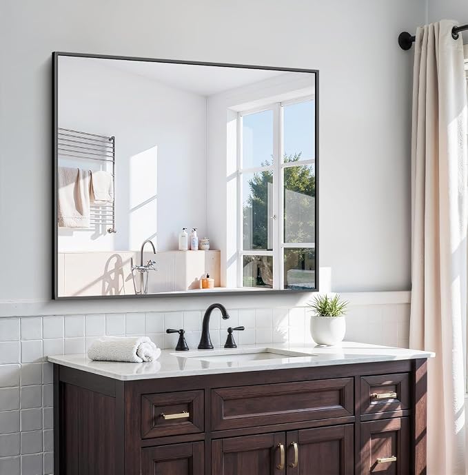 KOCUUY Bathroom Mirror 36"x40", Shatterpoof Large Vanity Mirror, Metal Framed - Image 10