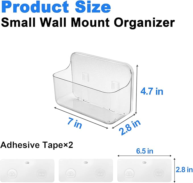 Diesisa 2pc Acrylic Wall Mount Organizer, Small Adhesive Clear Cabinet Door - Image 3