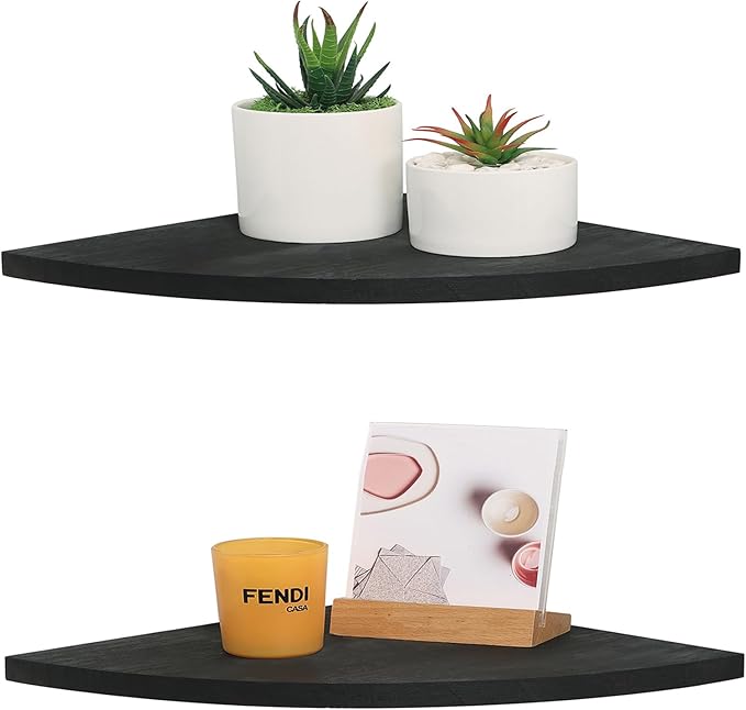 JORIKCHUO 10 inch Corner Shelf, Round End Wall Mounted Floating Shelf by JORIKCHUO