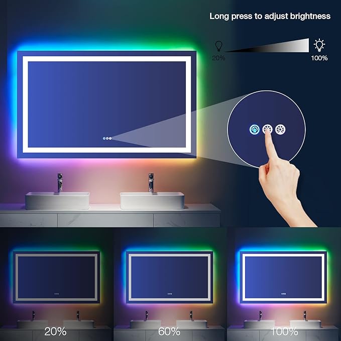 LOAAO 40"X36" LED Bathroom Mirror - Image 6
