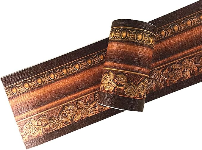3D Wood Grain Self Adhesive Peel and Stick Waterproof Wall Border Easy to Apply by Unknown