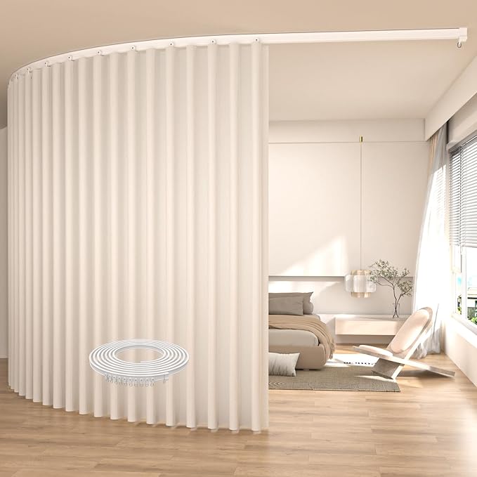 Room Divider Blackout Curtains Extra Wide Ceiling Mounted Curtains Track Sets by JVVMNJLK