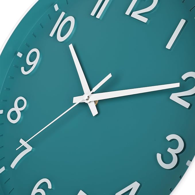 HZDHCLH Teal Wall Clocks Battery Operated, 12 inch Silent Non Ticking Modern - Image 5