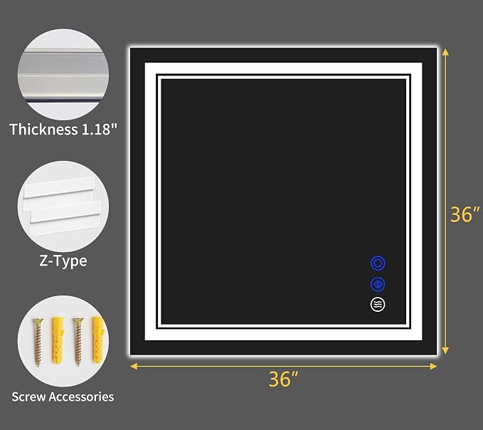36"x36" LED Bathroom Mirror - Image 8